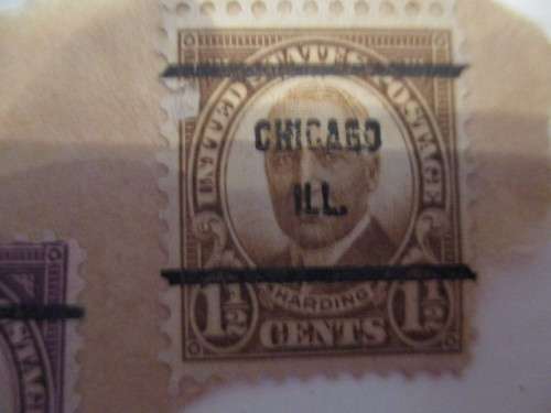 AMERICA - ABE LINCOLN AND HARDING PRINTED OVER CHICAGO ILL. STAMPS