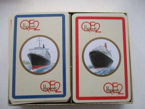 VINTAGE HARRODS QE2 -  DOUBLE DECK OF PLAYING  CARDS IN ORIGINAL BOX