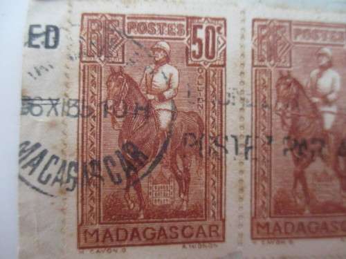 MADAGASCAR 50c LOT OF 3 USED STAMPS