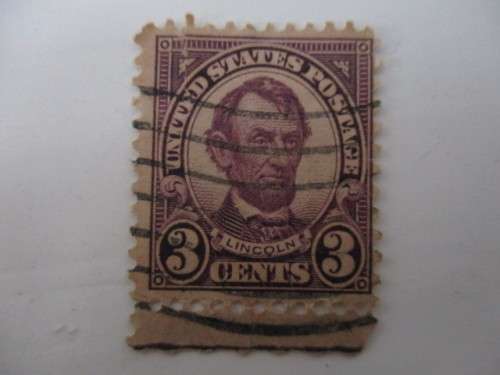 AMERICA 3 CENTS ABRAHAM LINCOLN USED STAMP