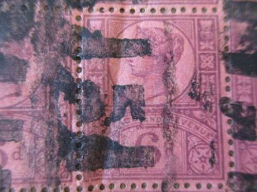 GREAT BRITAIN - BLOCK OF QUEEN VICTORIA 6D CANCELLED STAMPS USED  MOUNTED