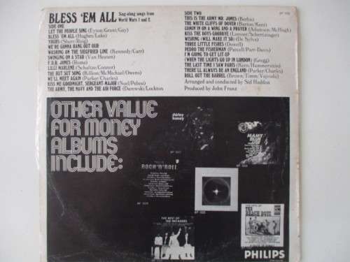 LOVELY VINTAGE LP BLESS EM ALL SING-ALONG SONGS FROM WWI AND WW2  -   RECORD GOOD CONDITION