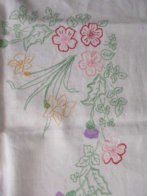 BEAUTIFUL  EMBROIDED  VINTAGE TO ANTIQUE BEAUTIFUL CORONATION TABLE CLOTH 1937