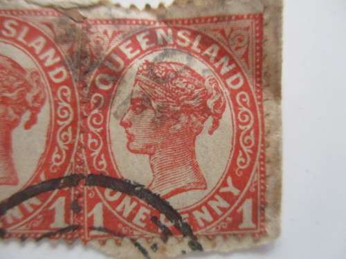 AUSTRALIA / QUEENSLAND QUEEN VICTORIA ONE PENNY STAMPS