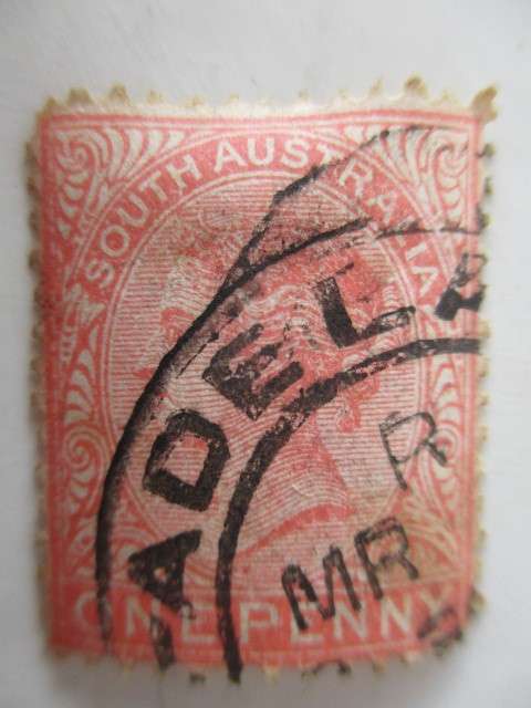 SOUTH AUSTRALIA 1 PENNY QUEEN VICTORIA USED STAMP