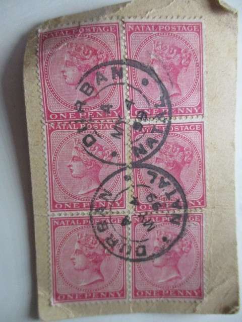 NATAL LOT OF 6  USED QUEEN VICTORIA ONE PENNY