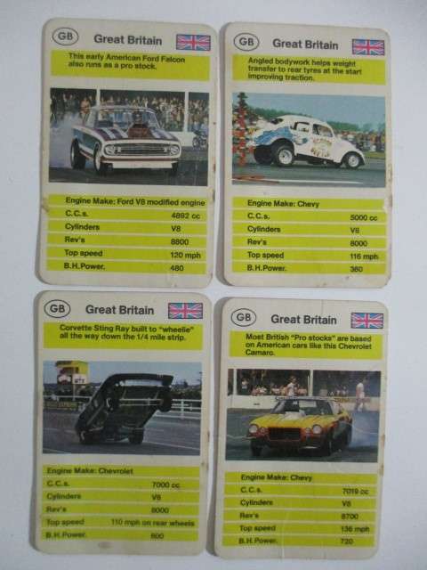 VINTAGE COLLECTORS CARDS RACING CARS  - LOT OF 4 CARDS