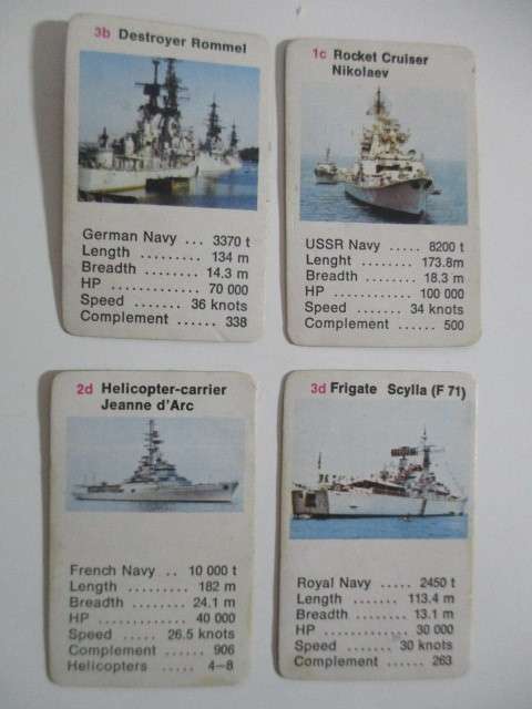VINTAGE COLLECTOR CARDS - MILITARY SHIPS LOT OF 4 CARDS