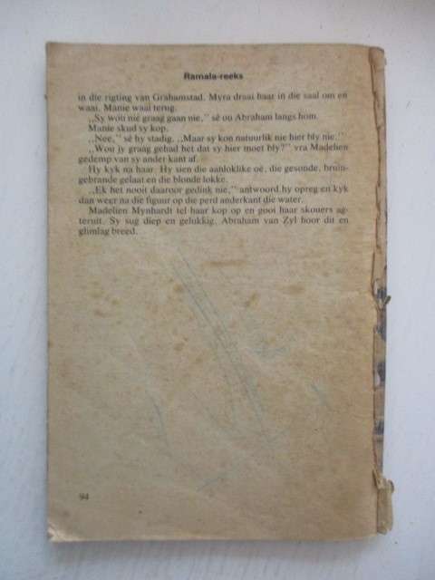 RAMALA AFRIKAANS FICTION COWBOY STORY BOOK BACK COVER MISSING