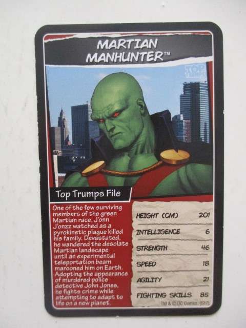 DC HERO COMIC BOOK - TRADING CARDS - MARTIAN MANHUNTER - 2017 2 DIFFERENT EDITIONS