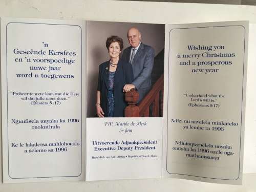 LOVELY MARIKE DE KLERK LOT WIFE OF FORMER PRESIDENT DE KLERK INCLUDING AUTOGRAPH