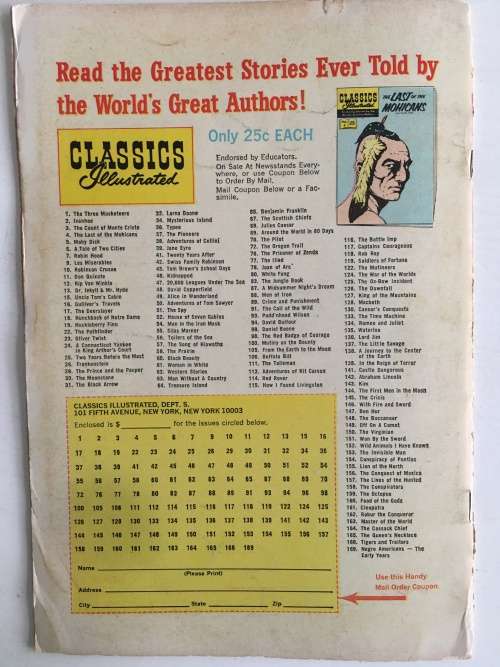 CLASSICS ILLUSTRATED COMICS - FROM THE EARTH TO THE MOON - NO. 105  - 1971