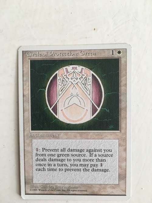 MAGIC THE GATHERING- CIRCLE OF PROTECTION GREEN X 3 CARDS AND ANOTHER  ICE AGE AND 4TH EDITION