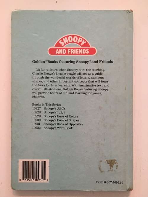 A GOLDEN BOOK - SNOOPY`S WORD BOOK - 1987