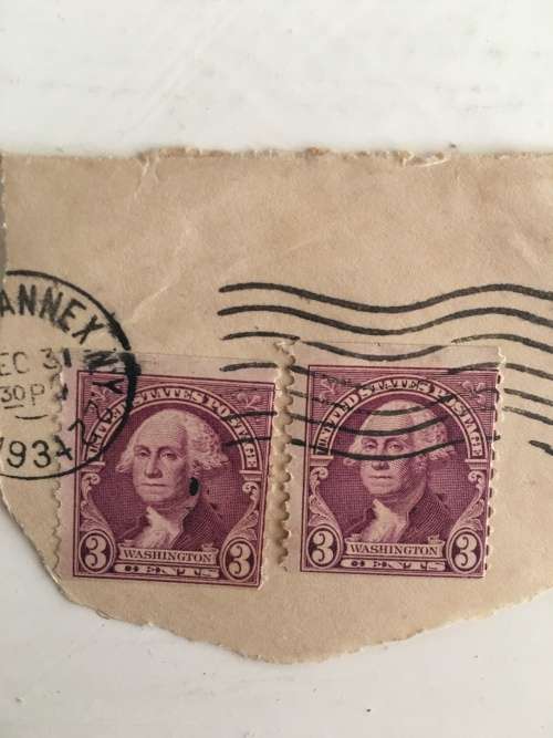 AMERICA PAIR OF USED GEORGE WASHINGTON 3  CENT STAMPS
