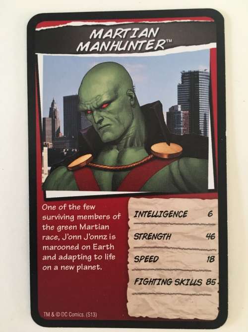 DC HERO COMIC BOOK - TRADING CARDS - MARTIAN MANHUNTER - 2017 2 DIFFERENT EDITIONS
