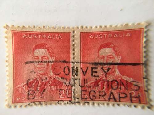 AUSTRALIA KING GEORGE VI PAIR USED STAMPS