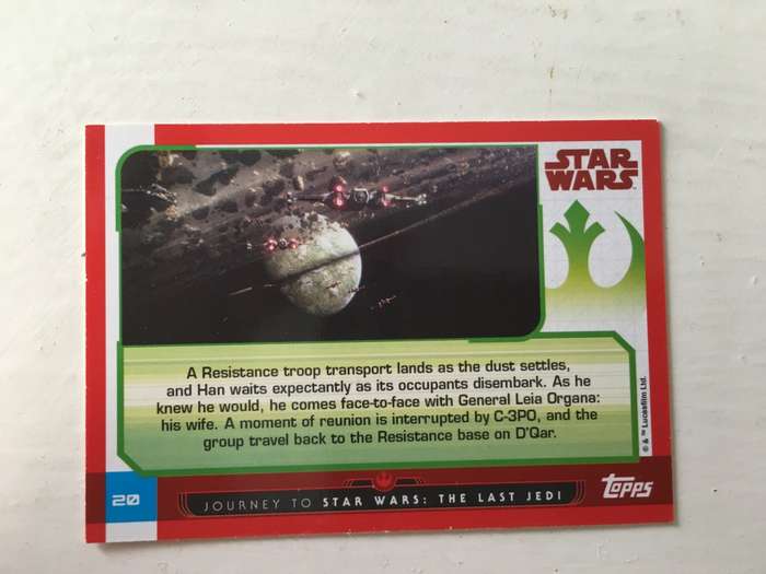 TOPPS -  STAR WARS CARD - THE LAST JEDI