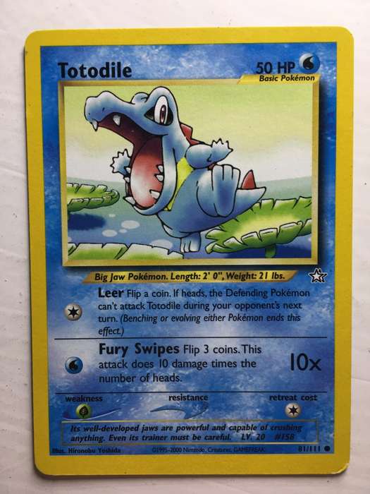 VINTAGE POKEMON TRADING CARD - TOTODILE