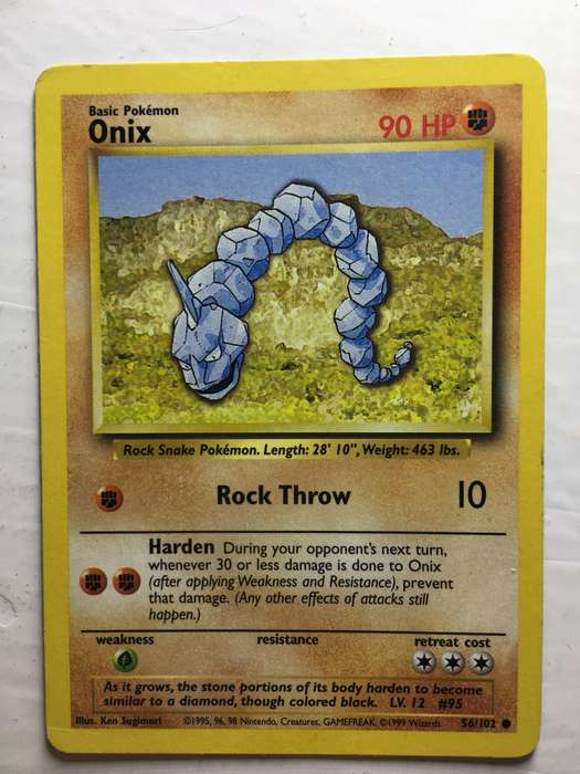 VINTAGE POKEMON TRADING CARD - ONIX