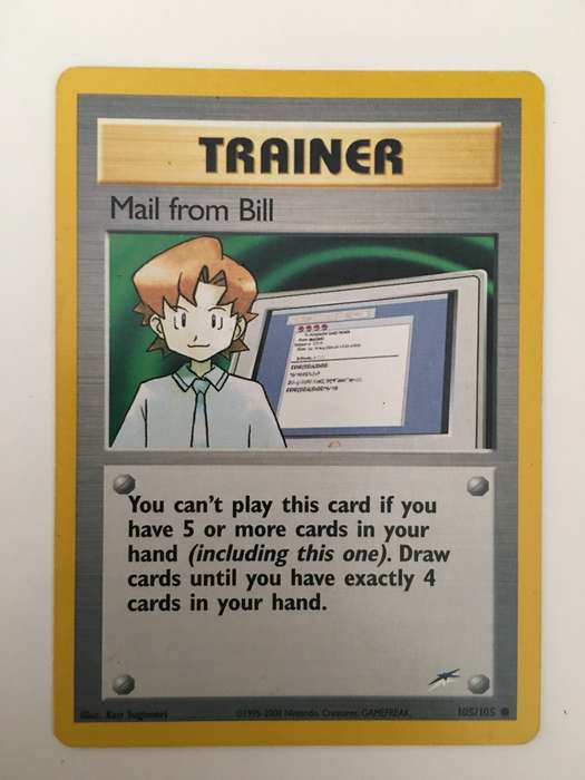 VINTAGE POKEMON TRADING CARD - TRAINER / MAIL FROM BILL