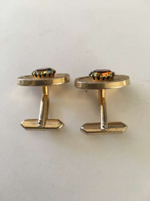 LOVELY VINTAGE MENS CUFF LINKS  WITH STONES MAY BE  PLATED