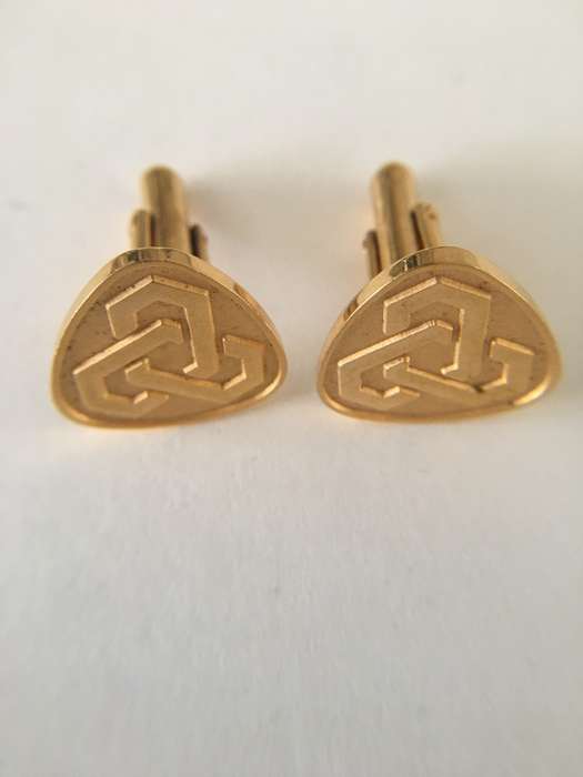 LOVELY VINTAGE  MENS CUFF LINKS WITH LOGO GOLD PLATED