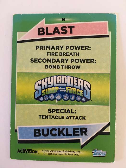 TOPPS - SKYLANDERS - TRADING CARD - BLAST BUCKLER