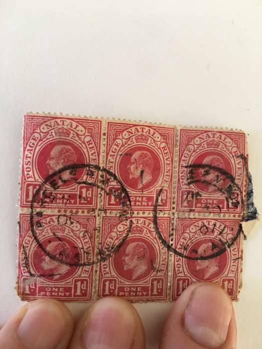 NATAL SOUTH AFRICA KING  EDWARD VII USED BLOCK OF 6