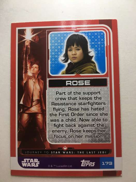 TOPPS -  STAR WARS CARD - THE LAST JEDI  - HOLOGRAPHIC CARD / ROSE