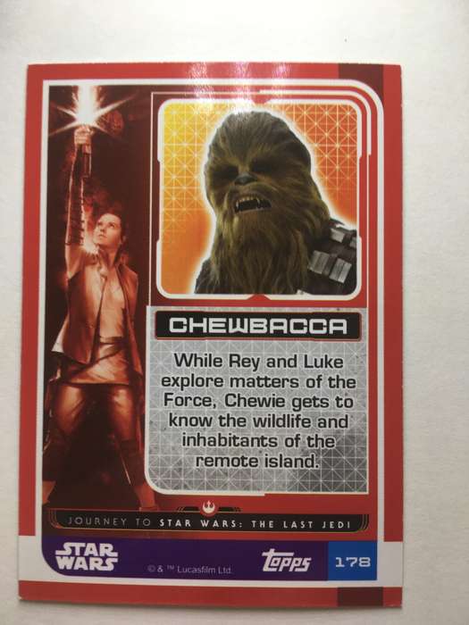 TOPPS -  STAR WARS CARD - THE LAST JEDI  - HOLOGRAPHIC CARD - CHEWBACCA