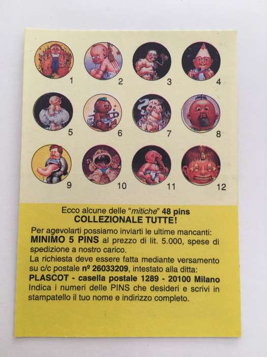 VINTAGE ITALIAN MINT SET OF 4 GARBAGE PAIL KIDS - 1989