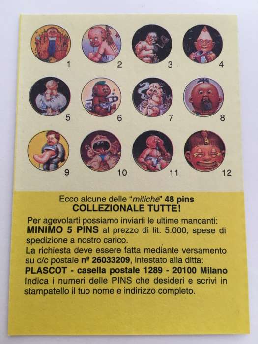 VINTAGE ITALIAN MINT SET OF 4 GARBAGE PAIL KIDS - 1989