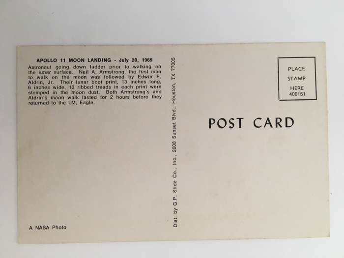 VINTAGE LOVELY POST CARD - NASA MOON LANDING