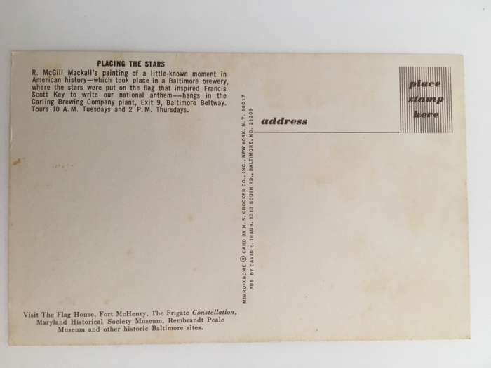 LOVELY VINTAGE POST CARD SEWING THE STARS ON THE AMERICAN FLAG