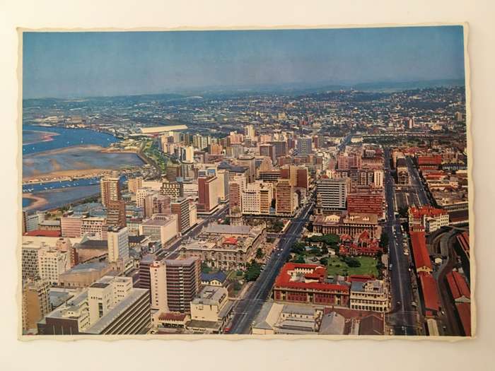 VINTAGE POSTCARD - DURBAN FROM THE AIR
