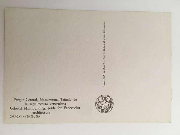 VINTAGE POSTCARD -CARACAS / SOUTH AMERICA
