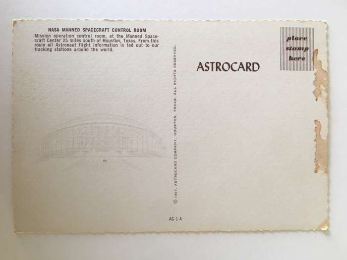 VINTAGE POSTCARD MISSION CONTROL CENTRE NASA