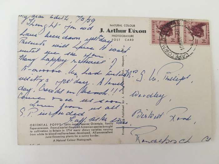 VINTAGE TO ANTIQUE POSTCARD ORIENTAL POPPY - WITH OLD STAMP