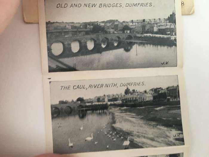 VINTAGE TO ANTIQUE POSTCARD WITH PULL OUT PICTURES AND 3 OLD STAMPS