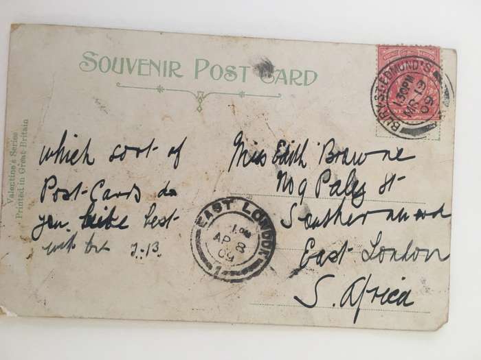 VINTAGE TO ANTIQUE POSTCARD - BOAT ARRIVING - WITH OLD STAMP