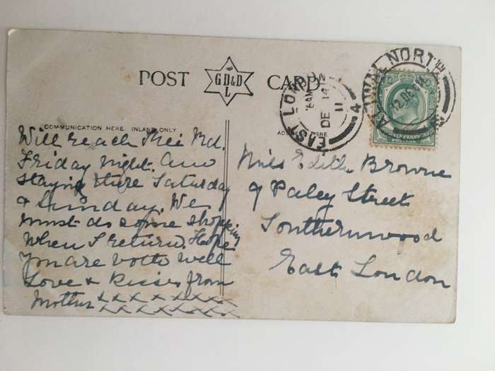 VINTAGE TO ANTIQUE POSTCARD - ST GEORGES CATHEDRAL LONDON - WITH OLD STAMP