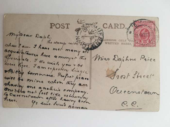 VINTAGE TO ANTIQUE POSTCARD - PLAYMATES -  WITH OLD STAMP