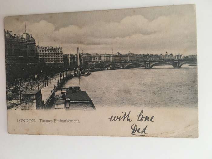 VINTAGE TO ANTIQUE POSTCARD - LONDON WITH OLD STAMP