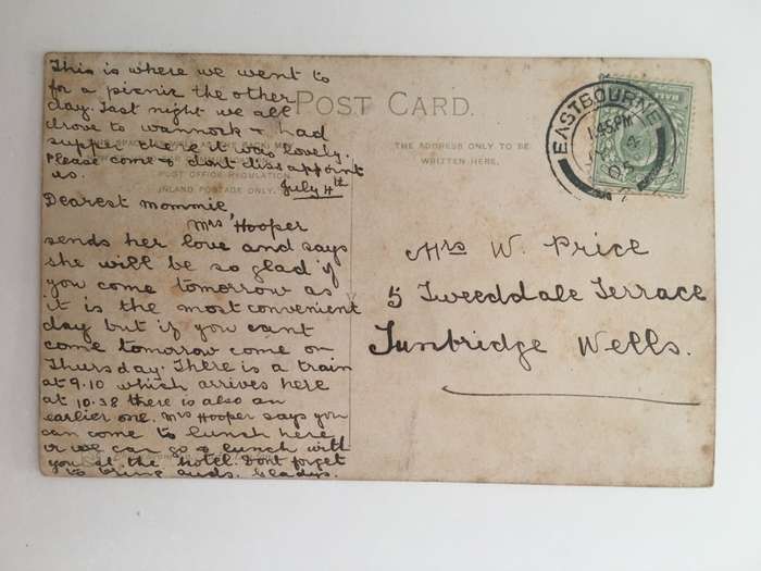 VINTAGE TO ANTIQUE POSTCARD - HERSTMONCEUX CASTLE - WITH OLD  STAMP