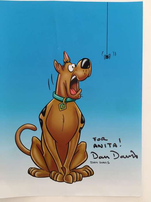 DC CARTOONIST - DAN DAVIS - AUTOGRAPHED SIGNED - A4 SIZE SCOOBY DOO HARRY POTTER AND GARFIELD