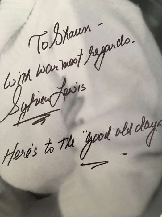 SIGNED AUTOGRAPHED SYLVIA LEWIS A4 3 STOOGES
