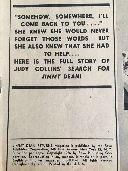 VINTAGE JIMMY DEAN RETURNS VINTAGE MAGAZINE - 1956
