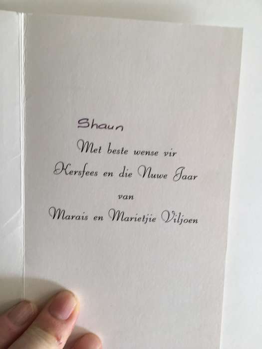 VINTAGE  BURIAL PROGRAMME OF FORMER WIFE OF FORMER PRESIDENT MARAIS VILJOEN AND LETTER AND CARD