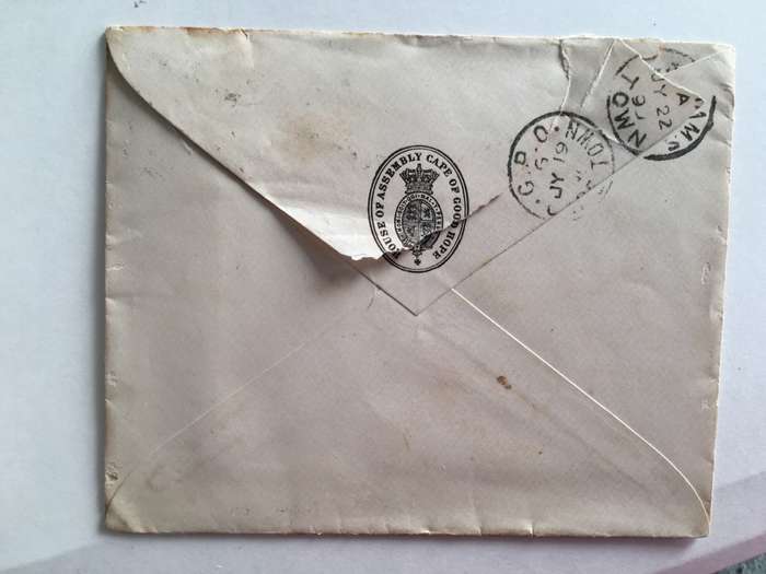 ANTIQUE LETTER  OF JOHN OGLIVINE MEMBER OF PARLIAMENT HOUSE OF ASSEMBLY CAPE OF GOOD HOPE  - 1840